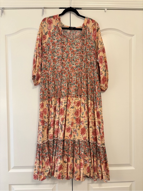 Gigio Dresses & Skirts - GiGiO Pink Floral Midi Dress with Rose Print
